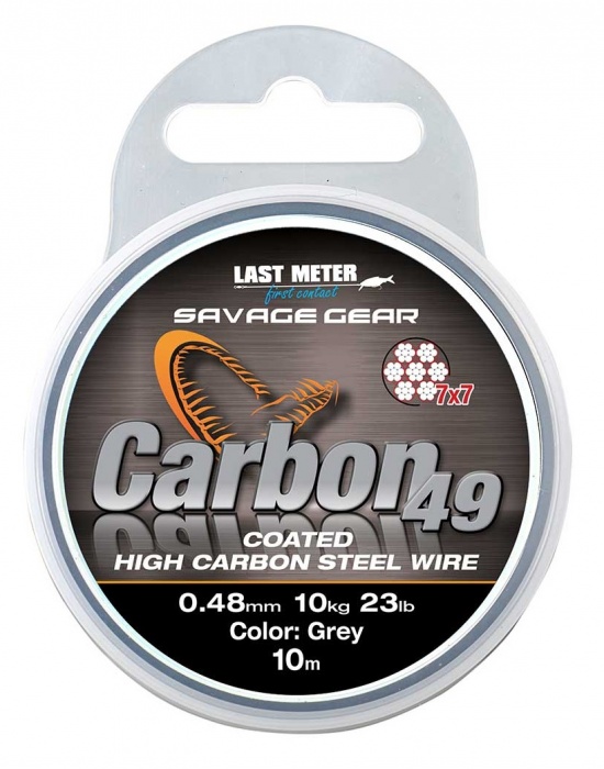 Savage Gear Ocelové lanko Carbon49 Coated Grey 10m