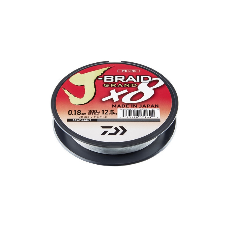 Daiwa Pletená šňůra J-Braid Grand X8 světle šedá 135m
