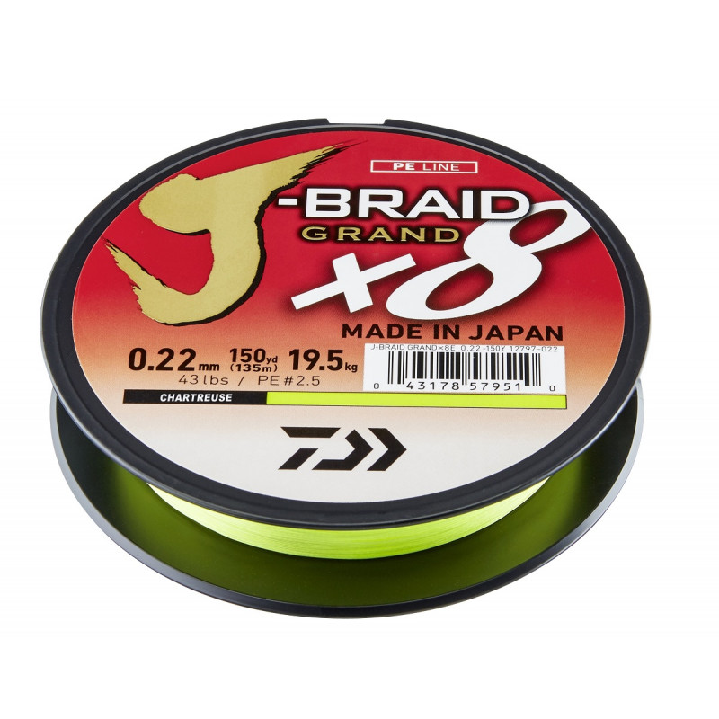 Daiwa Pletená šňůra J-Braid Grand X8E Chartreuse 135m