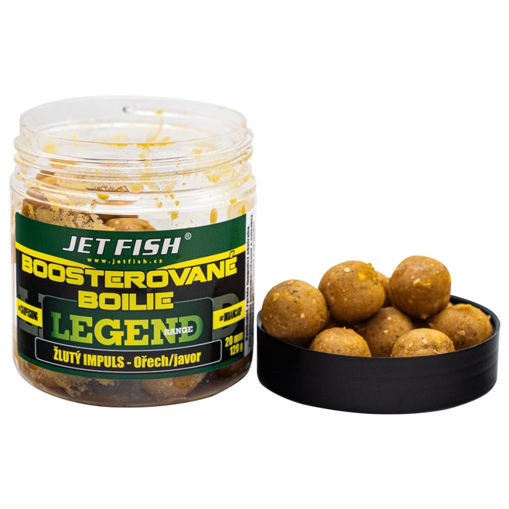 Jet Fish Legend Range Boosterované boilie - Žlutý impuls ořech/javor 20mm, 250ml