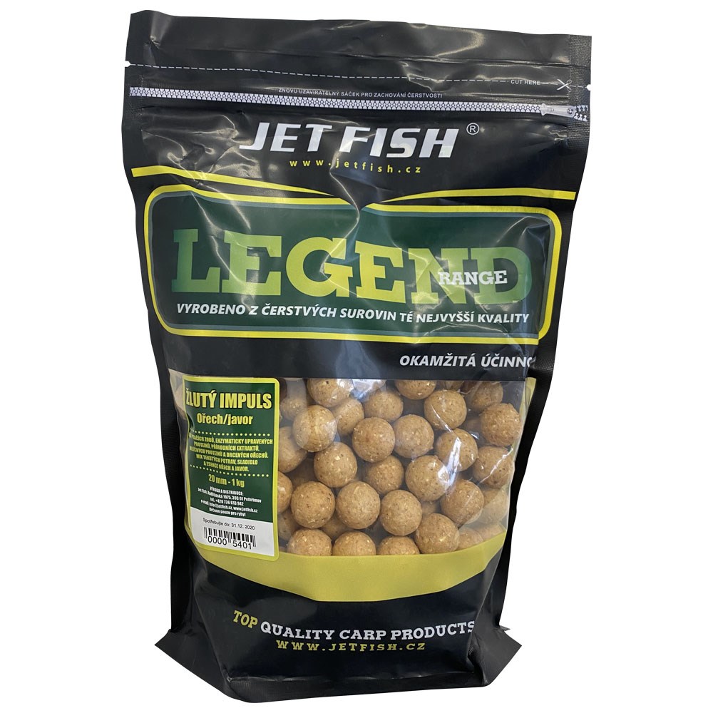 Jet Fish Legend Range boilie - Žlutý Impuls Ořech/javor 20mm, 1kg