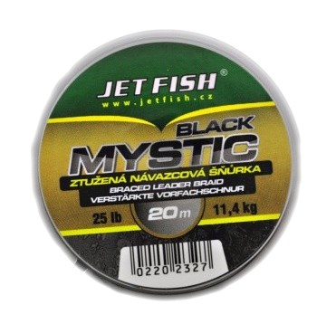 Jet Fish Ztužená návazcová šňůrka Black Mystic 25lb, 20m