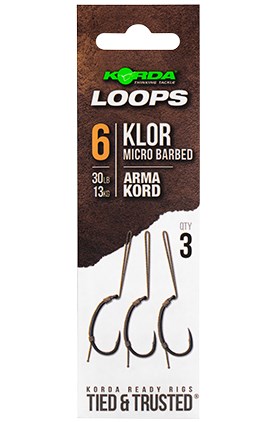 Korda Návazec Loop Rigs Klor 30lb, 3ks