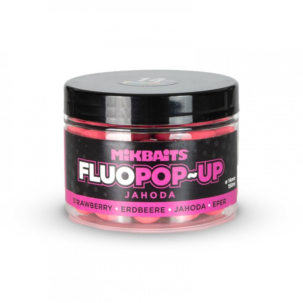 Mikbaits Plovoucí fluo boilie - Jahoda 150ml