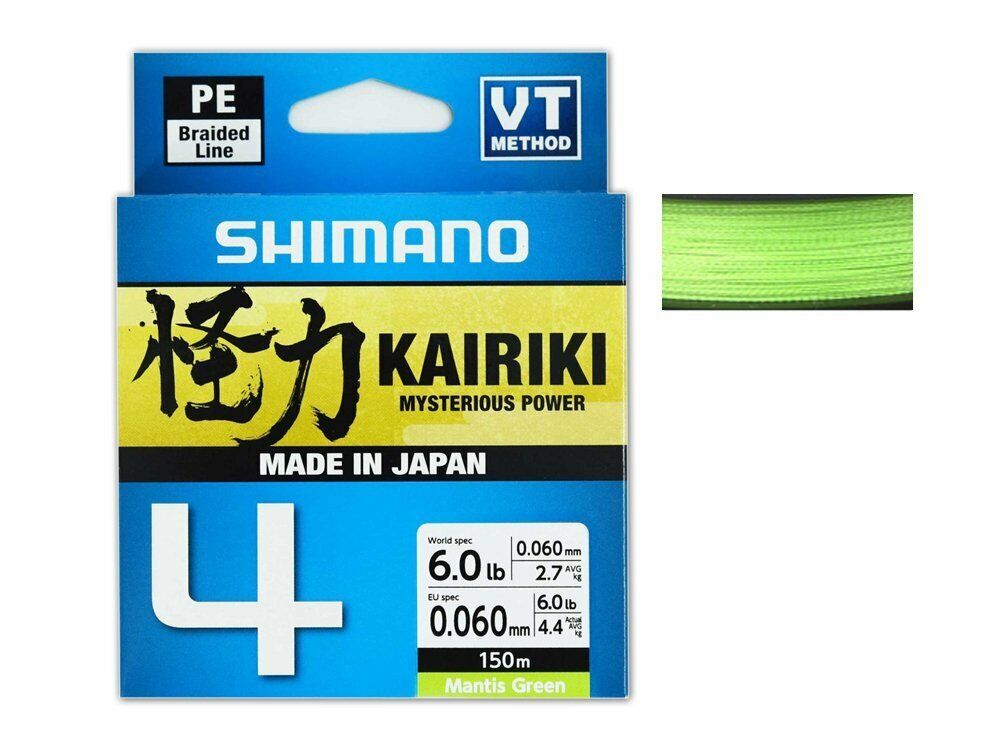 Shimano Pletená šňůra Kairiki 4 Mantis Green, 300m