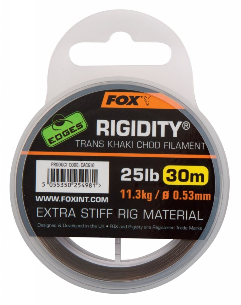 Fox Návazcový vlasec Edges Rigidity 0,53mm, 30m Trans Khaki