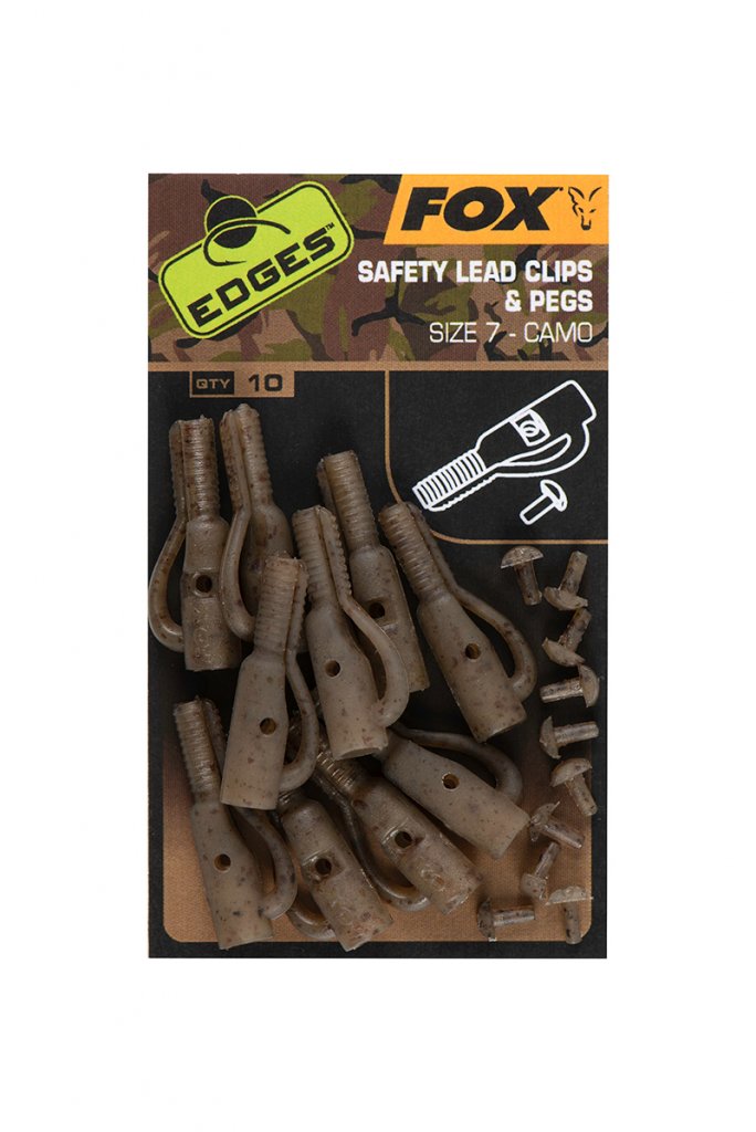 Fox Závěsky Edges Camo Safety Lead Clips & Pegs vel.7, 10ks