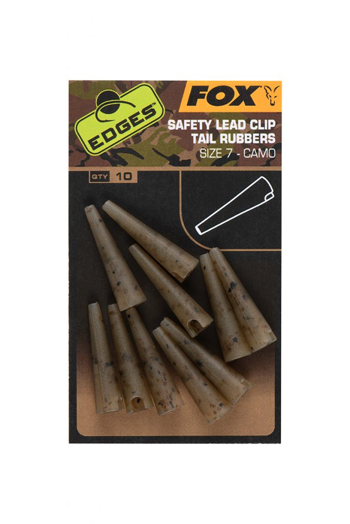 Fox Převleky Edges Camo Safety Lead Clip Tail Rubbers vel. 7, 10ks