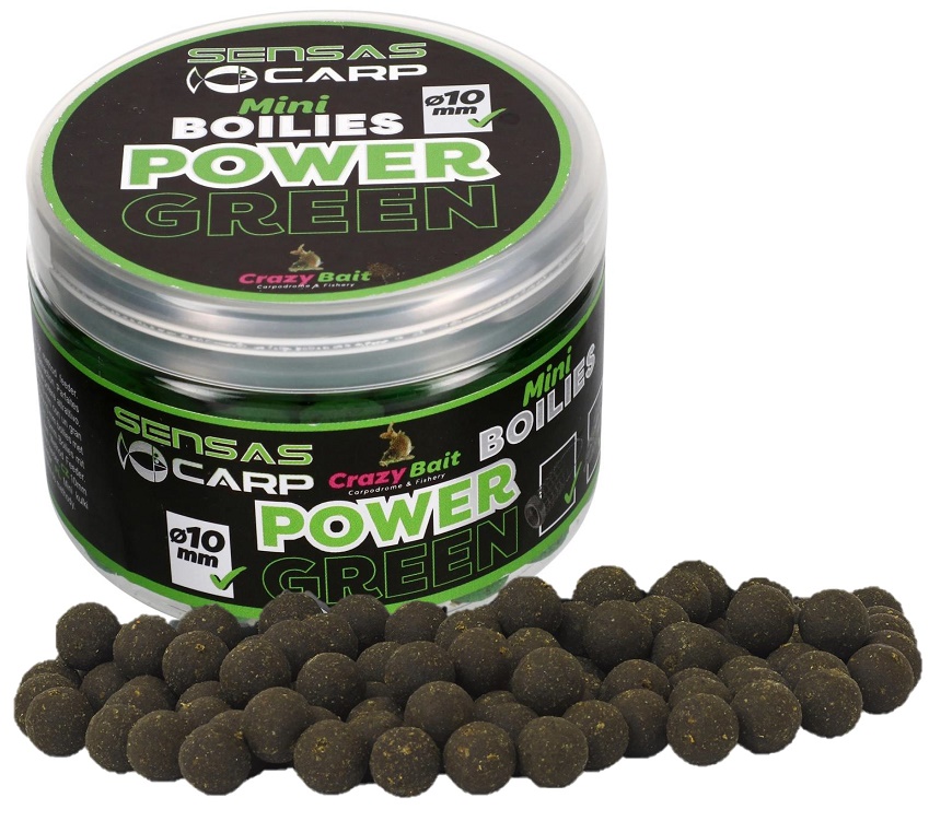 Sensas Mini Boilies Crazy Green (česnek) 10mm, 80g