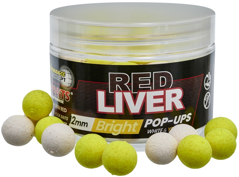 Starbaits Plovoucí boilies POP UP Bright Red Liver 14mm, 50g
