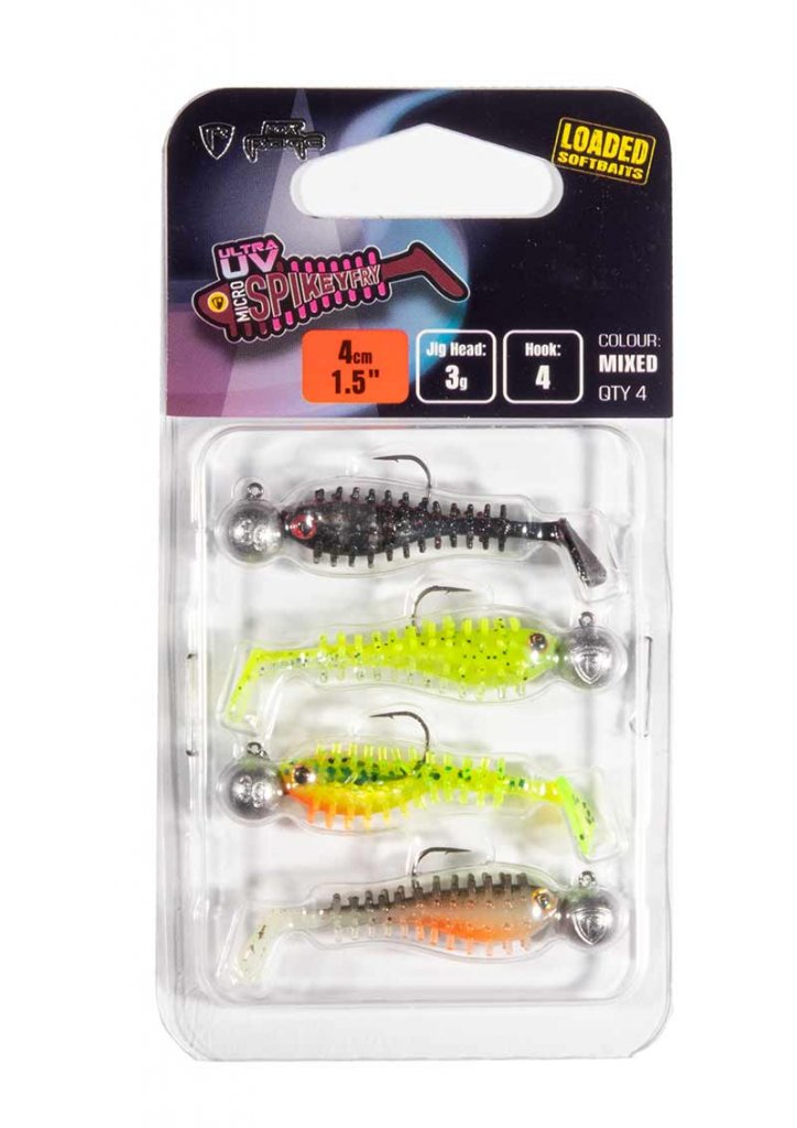 Fox Rage Gumová nástraha Micro Spikey Fly Loaded UV Mixed Colour Pack 4ks