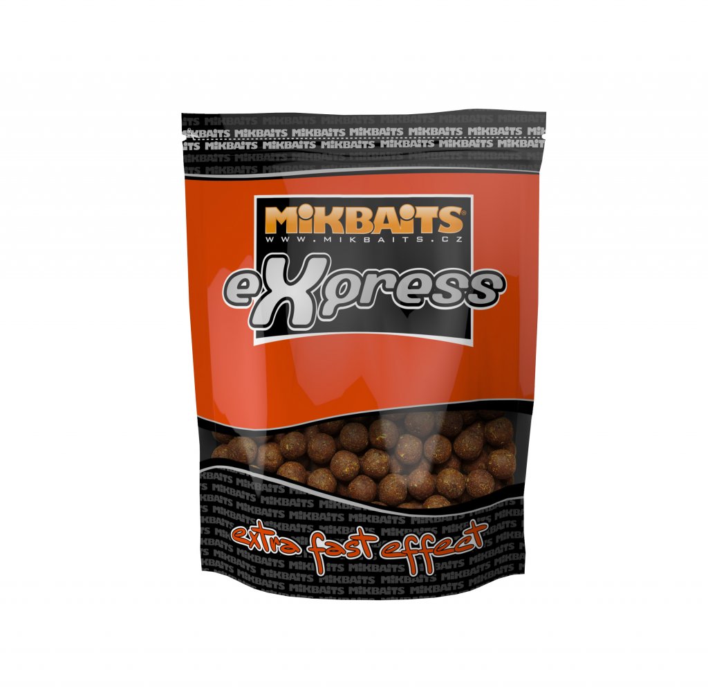 Mikbaits eXpress boilie 1kg Půlnoční pomeranč 20mm