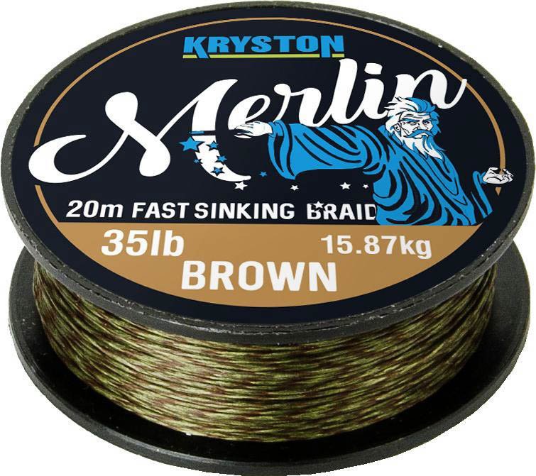 Kryston Pletená Šňůrka Merlin Brown 15lb, 20m