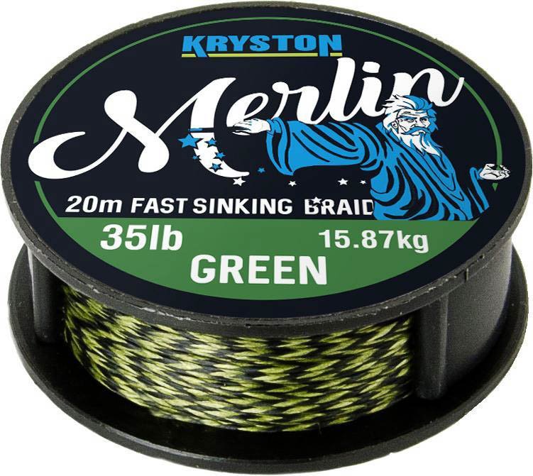 Kryston Pletená Šňůrka Merlin Green 15lb, 20m