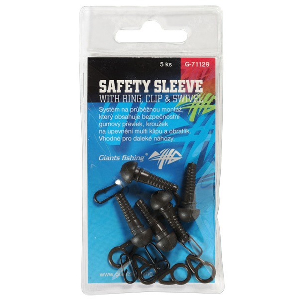 Giants fishing Montáž Safety Sleeve with Ring, Clip a Swivel 5ks