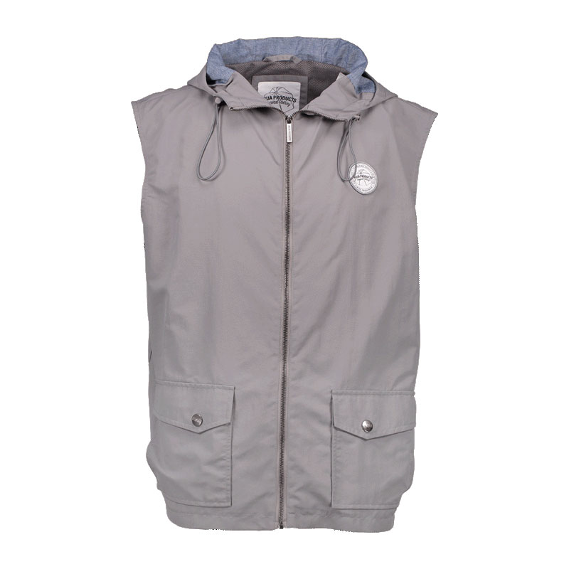 Aqua Vesta - High Neck Grey Gilet Hooded