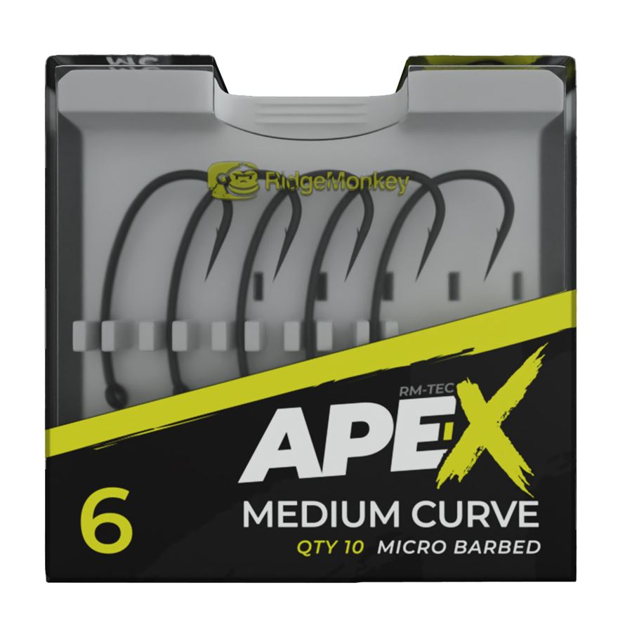 RidgeMonkey Háček Ape-X Medium Curve Barbed 10ks