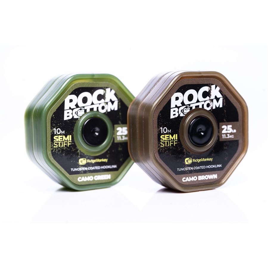 RidgeMonkey Šňůrka RM-Tec Rock Bottom Tungsten Coated Semi Stiff Hooklink