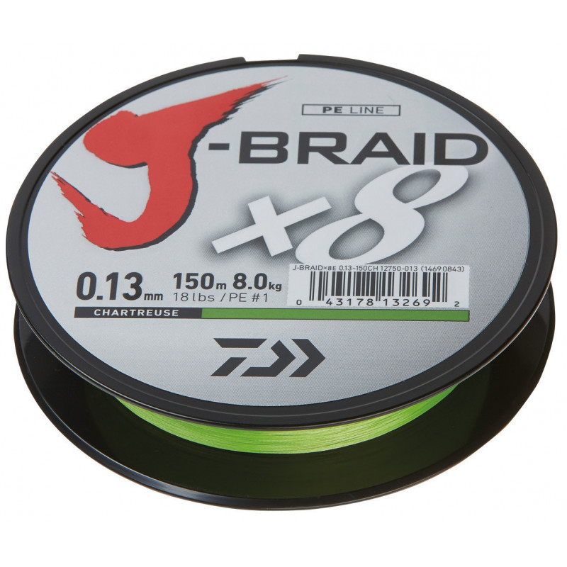 Daiwa pletená šňůra J-Braid X8 Chartreuse 150m