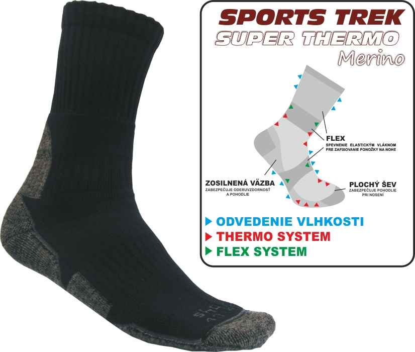 Sports Trek Super Thermo Merino Ponožky 37-40
